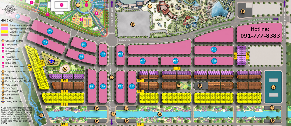 Bán căn hộ Sun Urban City Hà Nam sơ đồ phân khu dự án