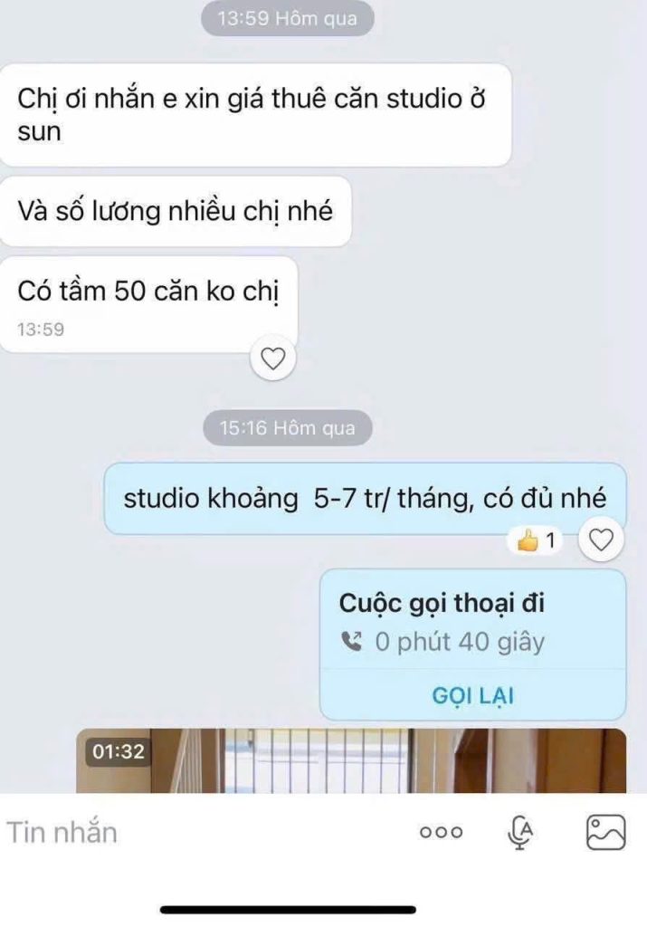 cho thuê căn hộ studio sun urban city hà nam