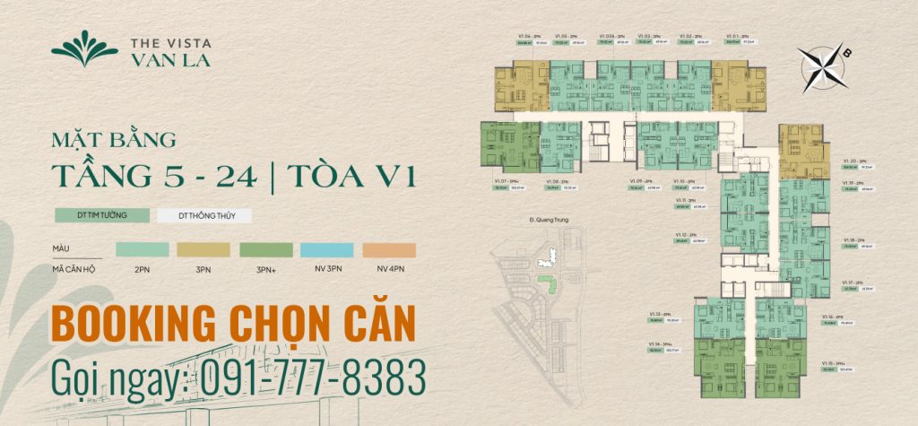 Bảng giá căn hộ Vista Văn La tòa V1 V2 2026 – 2PN từ 3,8 tỷ, 3PN từ 7 tỷ