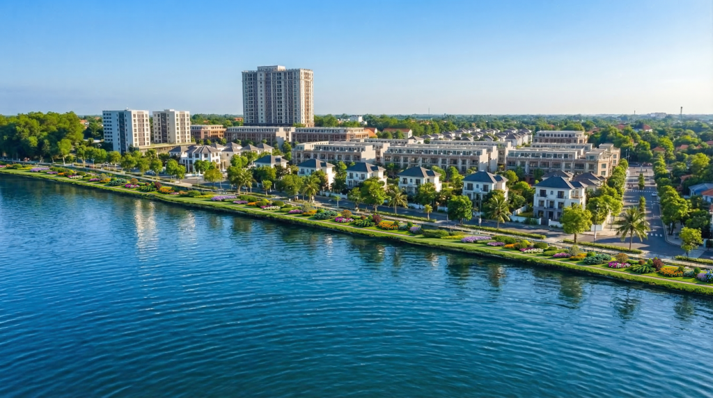 Phối cảnh biệt thự ven sông Đá Vách Mạo Khê Riverside