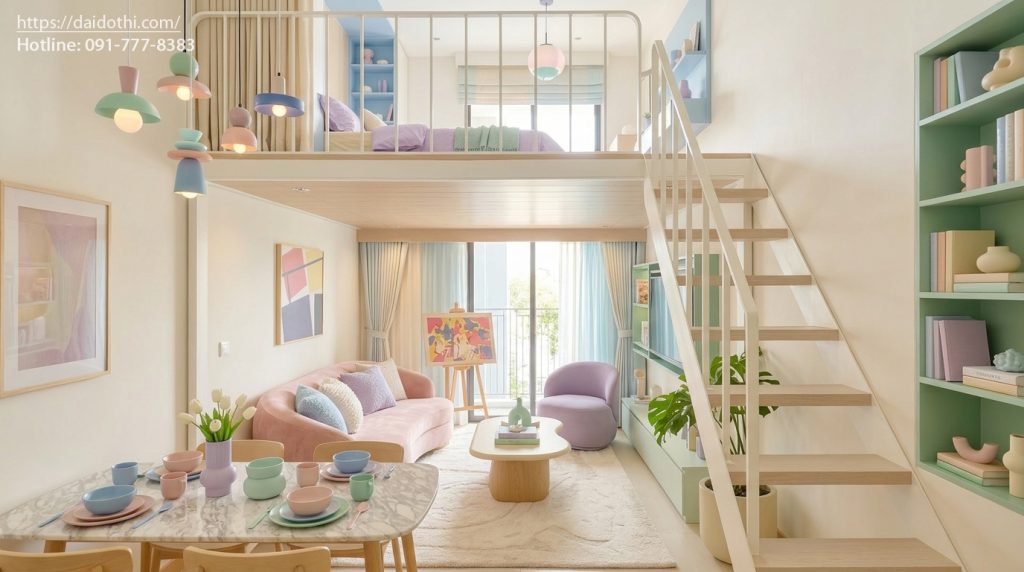 Thiết kế nội thất căn hộ Studio sun urban city phong cách nội thất Hàn Quốc pastel hiện đại