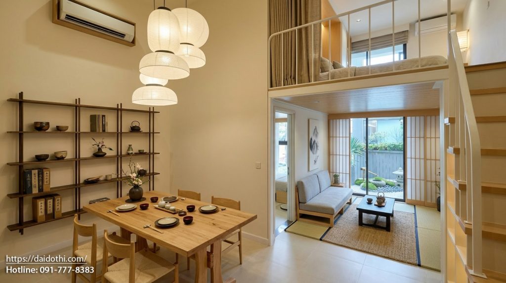 Thiết kế nội thất căn hộ Sun Urban City 1PN+ bố trí không gian thông minh phong cách nhật bản