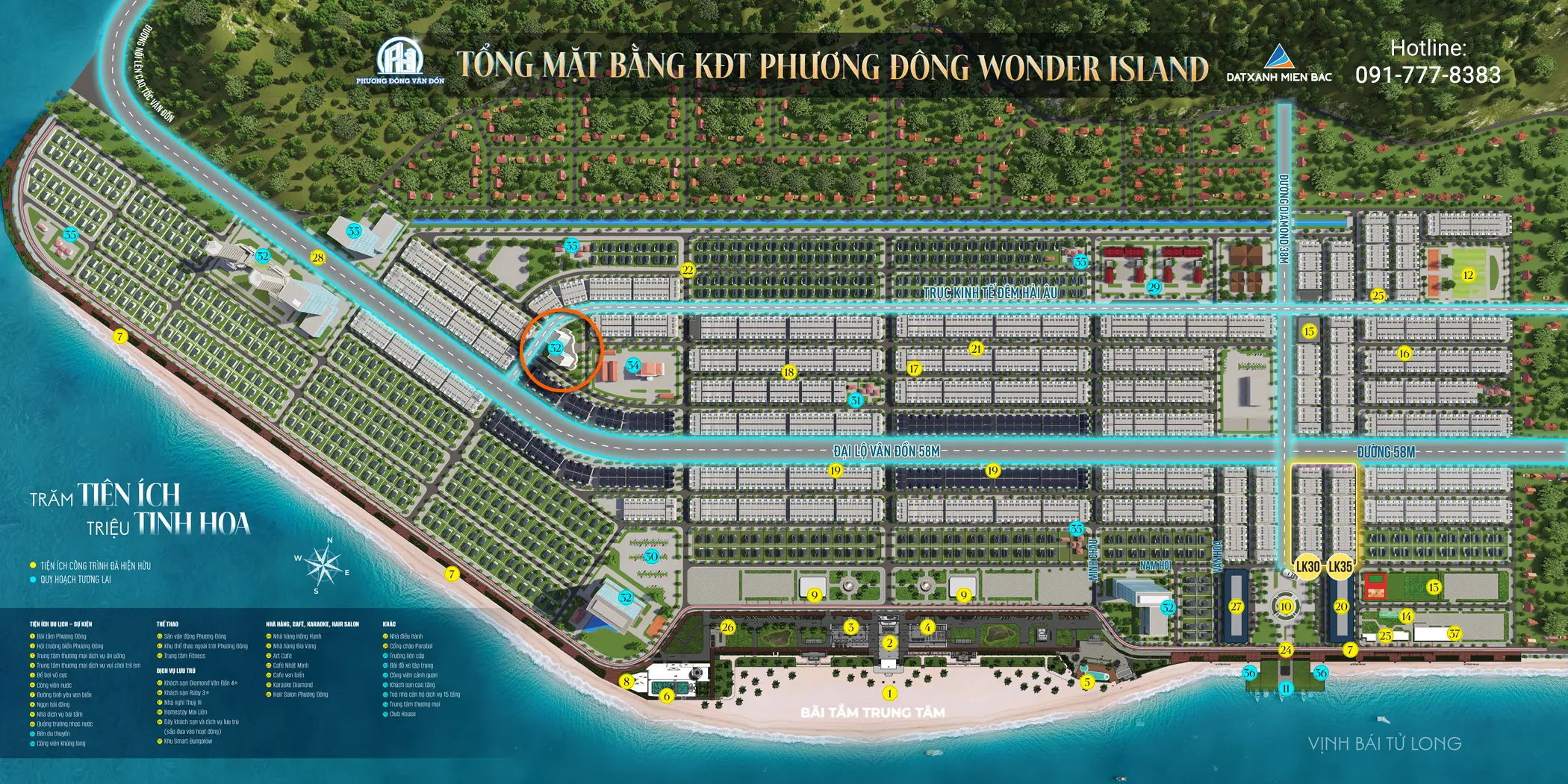 mặt bằng tổng thể dự án Vân Bay trong đại đô thị Phương Đông Vân Đồn