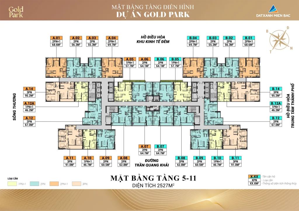 mặt bằng gold park bắc ninh