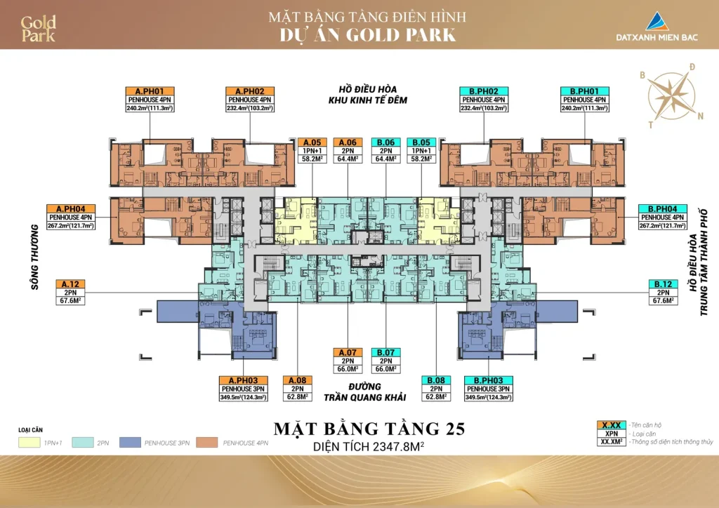 mặt bằng gold park bắc ninh tầng 25 cao nhất