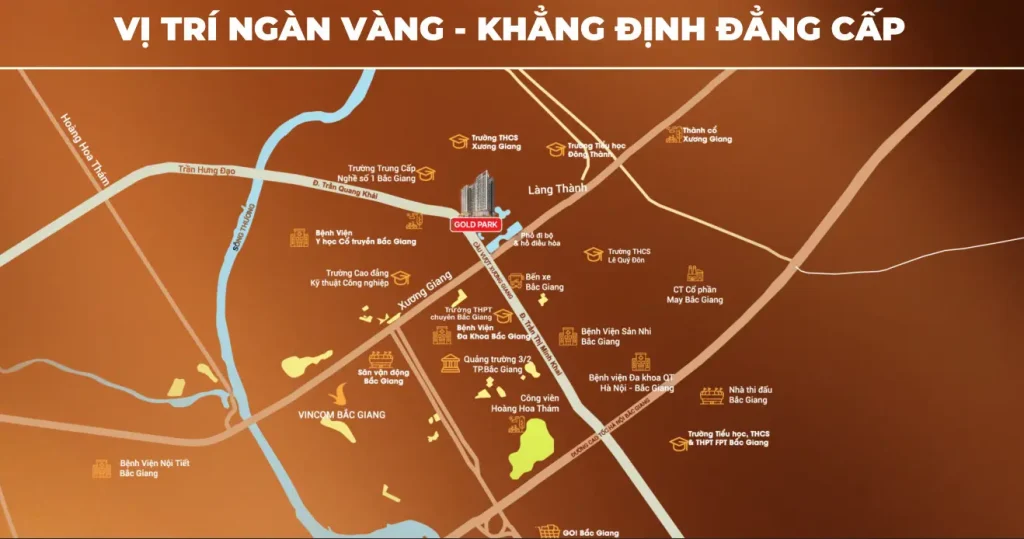 vị trí gold park bắc ninh phường bắc giang