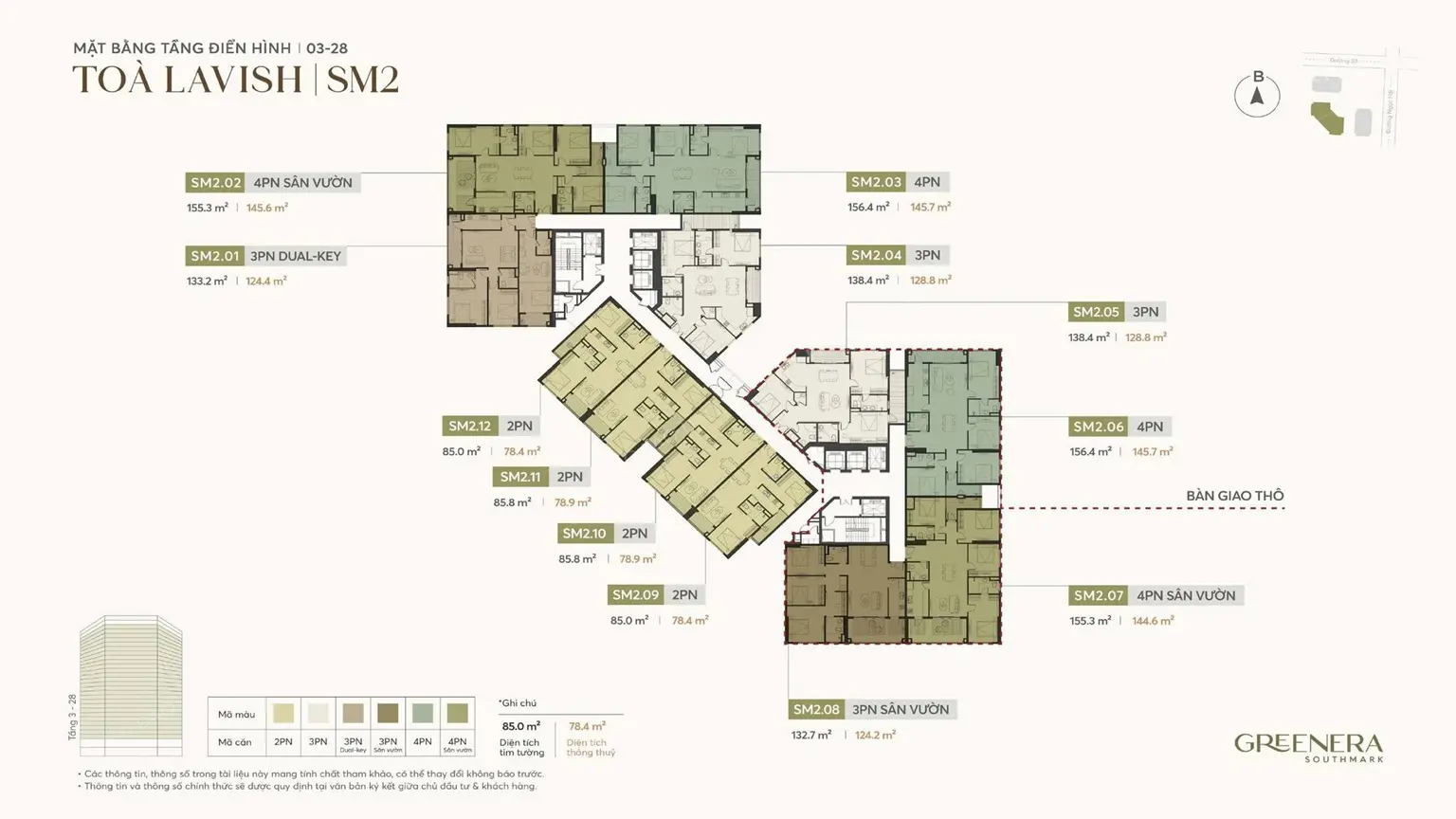 Mặt bằng tầng 3-28 tòa Lavish dự án Greenera Southmark Ngọc Hồi