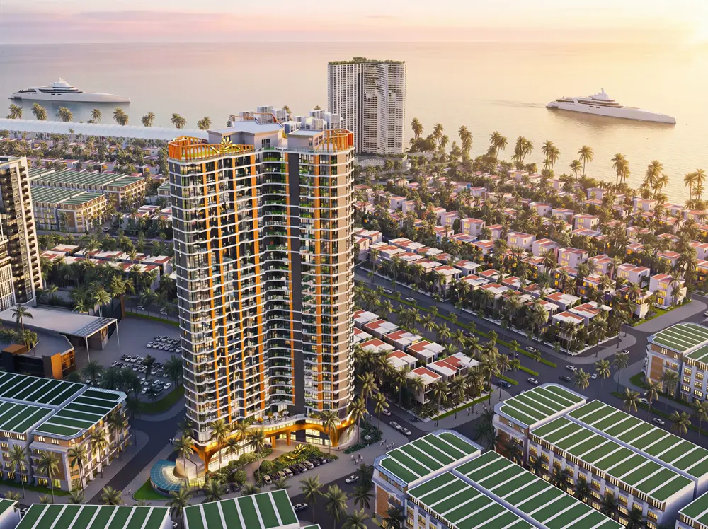 Phối cảnh tổng thể căn hộ Vân Bay nhìn từ trên cao, Vân Đồn, Quảng Ninh