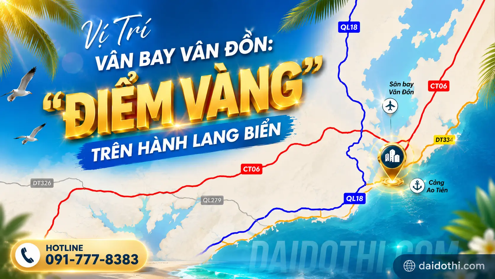 vị trí vân bay vân đồn dự án KĐT Phương Đông Wonder Island